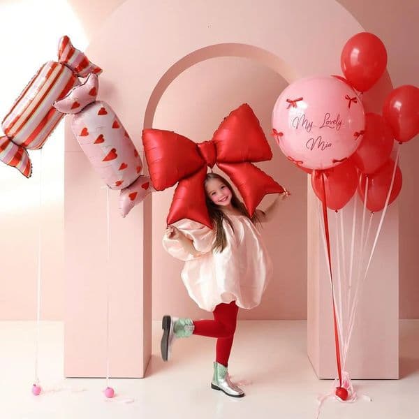 Bow and Candy Shaped Balloon Set in Red Pink for Birthday Party Shower Engagement Wedding Decoration Balloon 251215BJ