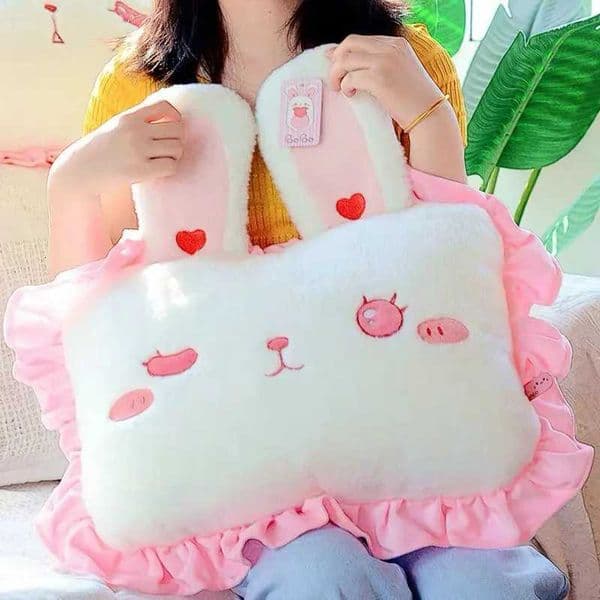Super Soft Bunny Ear Cartoon Square Pillow Stuffed Sleeping Eyes Bed Throw Pillow Lolita Style Girl Bedroom Head Pillow Decor X251216