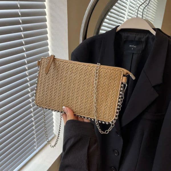 Summer Straw Messenger Bag Woven Fashion Women Clutch Bag Chain Shoulder Bag Beach Tassel Crossbody Bags bolsa feminina 251210