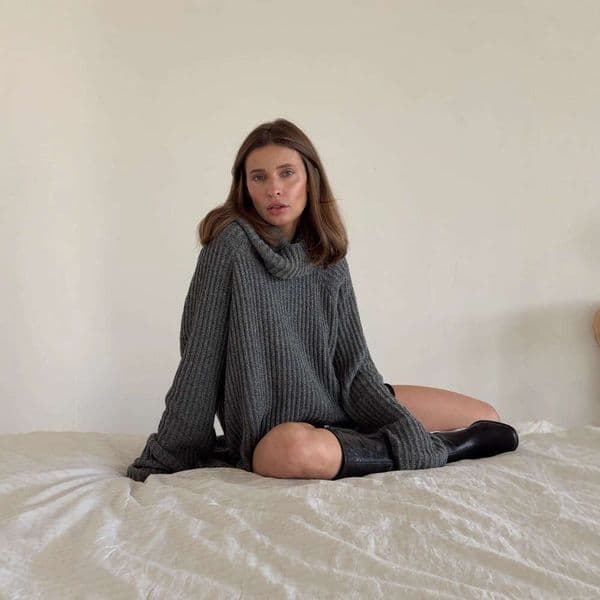 European And American Autumn Winter High Neck Pullover Solid Color Loose Knitted Sweater For Women Wholesale B5