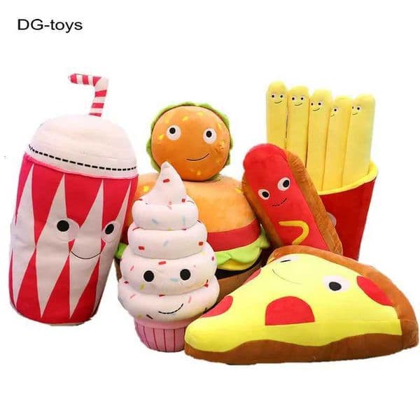 plush hamburger Pizza Toy ice cream french fries toy stuffed fast food Popcorn cake pizza pillow cushion kid toy birthday gift X251216