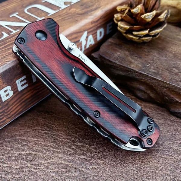 BM 15031 North Fork Pocket Folding Knife S30V Blade Wood Handle Portable folding knife Outdoor Hunting Knives Hiking Camping Survival Tools