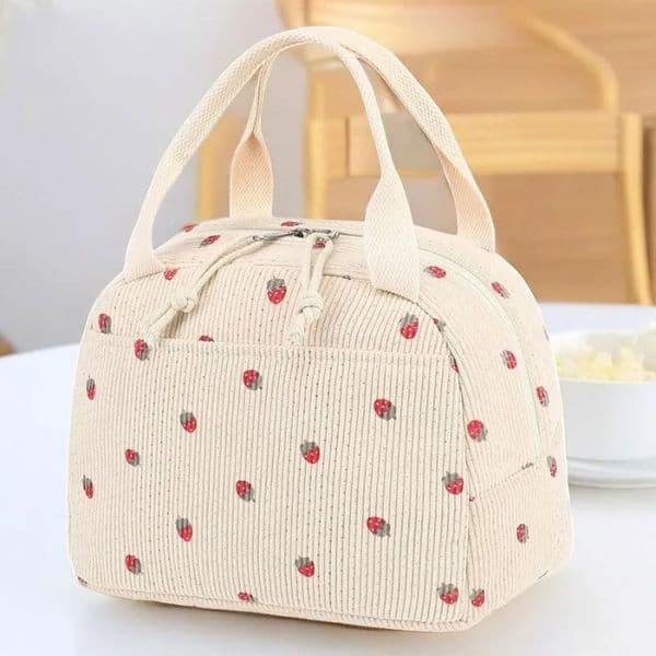 Corduroy Lunch Bag Thermal Insulation Lunch Box Storage Handbag Multifunctional Kid School Cooler Bag Picnic FoodPouch Loncheras Z 12.7-4