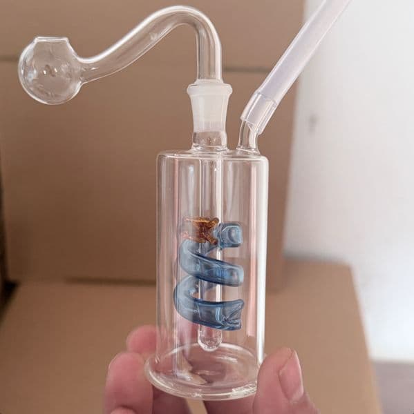 10mm mini Glass Bongs Spiral Recycler Water smoking pipe Glass Oil Burner Bong Hookahs Bubbler Water Pipe