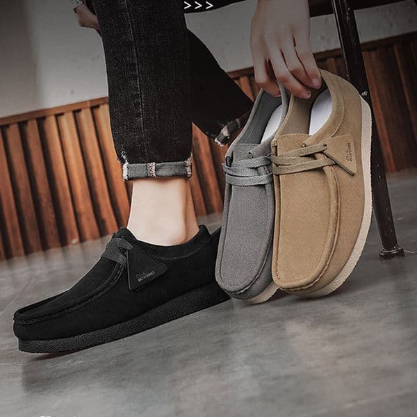 New Fashion Khaki Casual For Suede Leather Loafers Platform Slip On Men's Driving Lightweight Leisure Men Shoes 2026