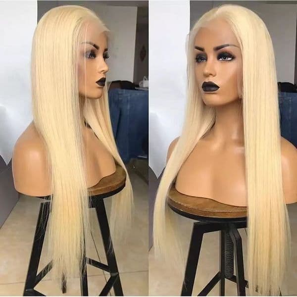 Luxurious Human Hair Light Blonde Wig - Pre-Styled Synthetic Fiber for Easy Maintenance