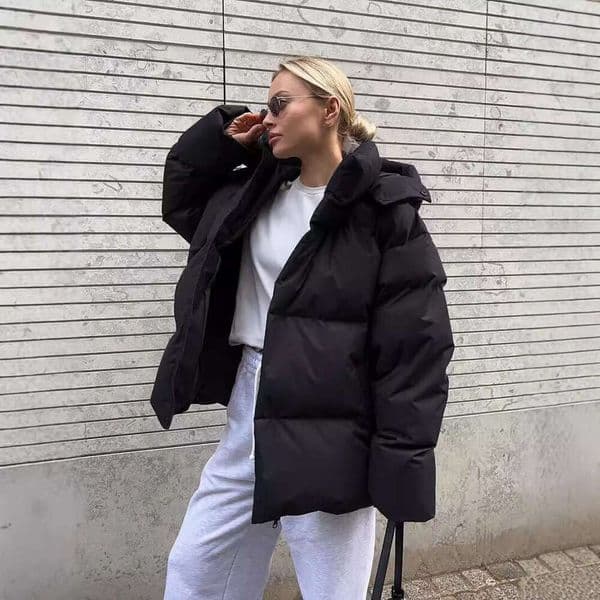 Autumn Winter Fashion European And American New Style Women Cotton Jacket Loose Coat B5