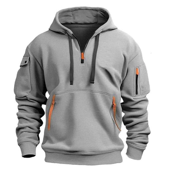 New Autumn And Winter Men's Design Multi-Zip Hooded Sweatshirt Outdoor Long-Sleeved Hoodie Fashion Casual Fitness Pullover Male