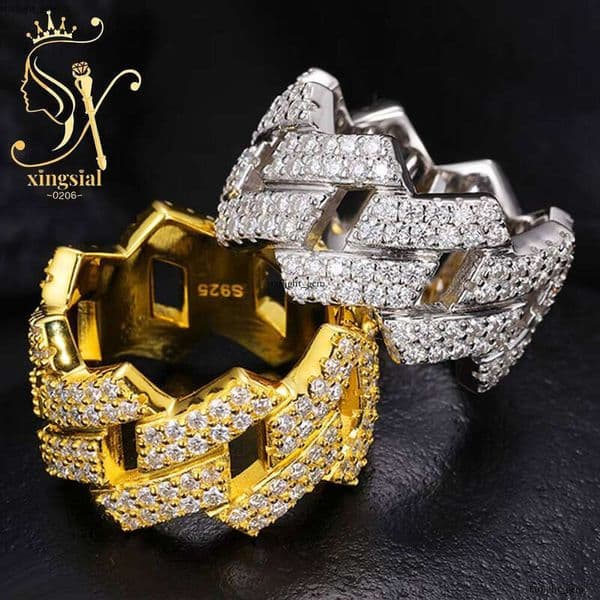 Custom Hip-Hop Cuban 925 Silver Iced Micro Pave Men's VVS VVS Moissanite Cluster Ring