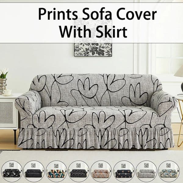 1 PC Prints Sofa Cover with Skirt Full Coverage Elastic Sofa Cover decorate the Sofa in the living room Multiple Color SofaCover 251213