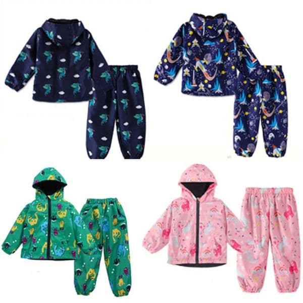 Childrens Clothing Sets Cartoon Raincoat Suit Girls Boys Sets Waterproof Top and Pants 2pcs For Kids Hooded Jacket And Trousers 251216