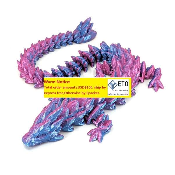 Wholesale 3D Printed Dragon 30cm with Dragon Full Articulated Dragon Modle Movable Rotatable Articulated Desktop Ornament Kid Fidget ZZ