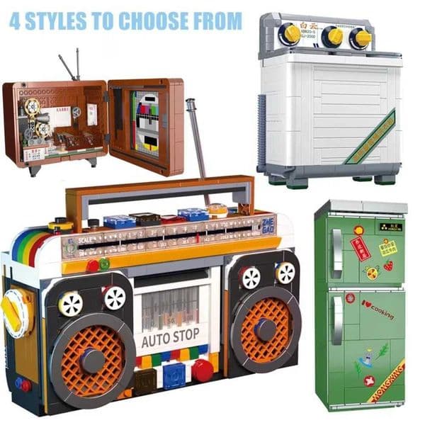 1990S Retro Television Washing Machine Assembly Building Blocks Creative Furniture Friend Series Decoration Toys Children Gift X251216