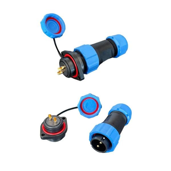 M21 Series 2-Cores two holes flange installtion Water Resistant Plastic Industrial Grade joints/plugs with 30 Amps Capacity Connectors for Heavy-Duty Applications,