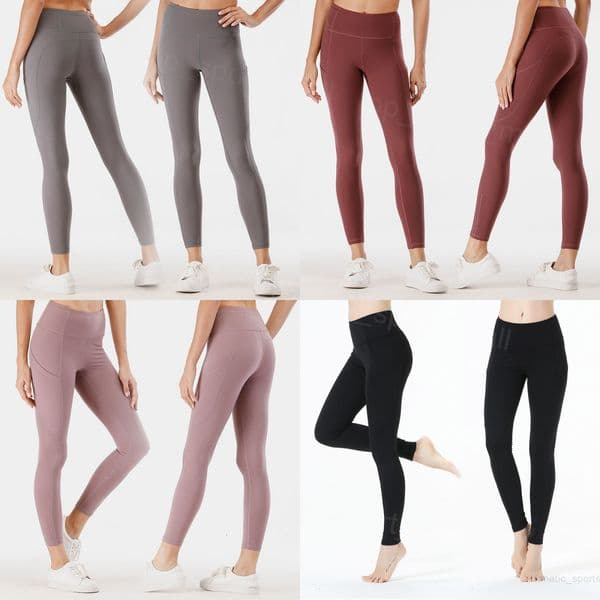 Womens Pockets Yogas Pants Tight Jogging Sweatpants Girl Quick Dry Sports Trousers Yoga Running Solid Color Upturned buttocks Fitness Trousers Pilates Leggings