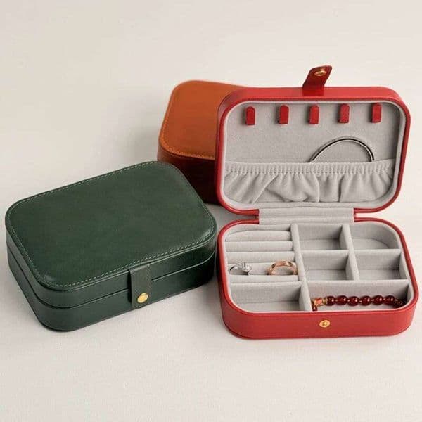 Top Layer Cowhide For Women Simple Multifunctional Vintage Highend Jewelry Ring Earring Necklace Storage Box Suotong1217