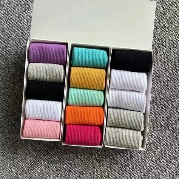 Designer 100% Cotton Breathable Socks - 5-Pair Pack for Men - Women, Multi-Color Everyday - Sports Socks with Letter Detail