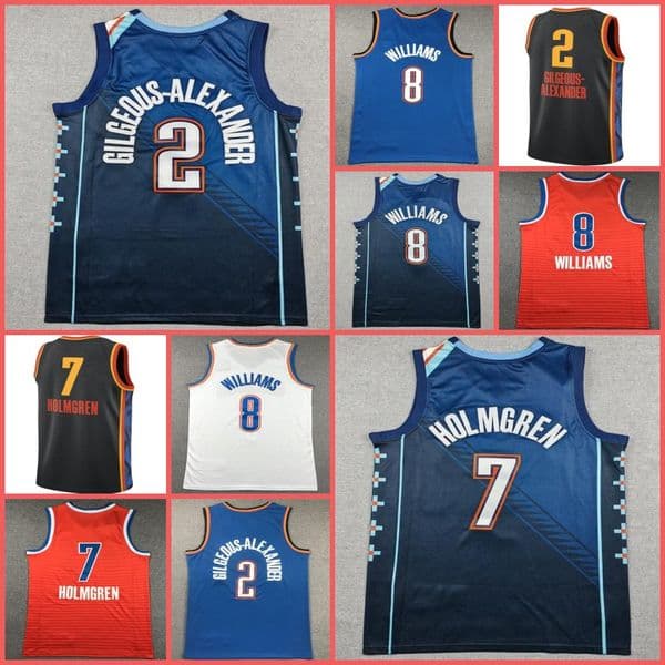 2 Shai Gilgeous-Alexander Basketball Jersey Mens 8 Jalen Williams 7 Chet Holmgren 5 Luguentz Dort 11 Joe 55 Isaiah Hartenstein