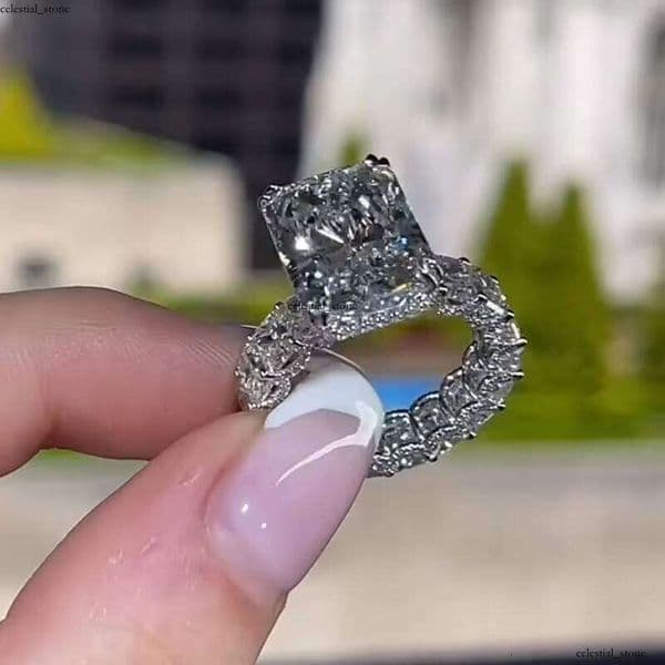 Igi Certified Cvd Hpht Lab Grown Manufactured VVS Moissanite 14k 18k Solid Gold Radiant Engagement Ring Women Men Jewelry