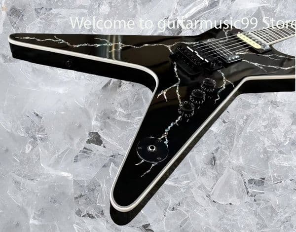 Black Dimebag Custom Electric Guitar FloydRose Vibrato Abalone Inlay 6 Strings #369899