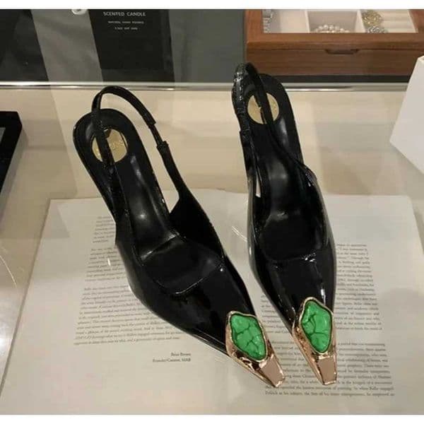 Street Style Design Inlay Diamonds Woman Pumps Sandals Elegant Sexy Thin Heels Pointed Toe Banquet Prom Slingbacks Shoes Z251218