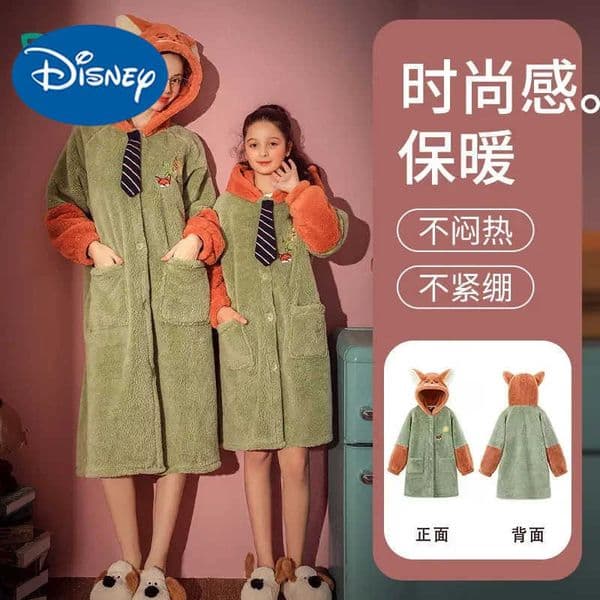 Disney Autumn Winter Cartoon Zootopia Movie Merchandise Warm Pajamas Parent Child Clothing Nick Judy Casual Home Soft Sleepwear H251218