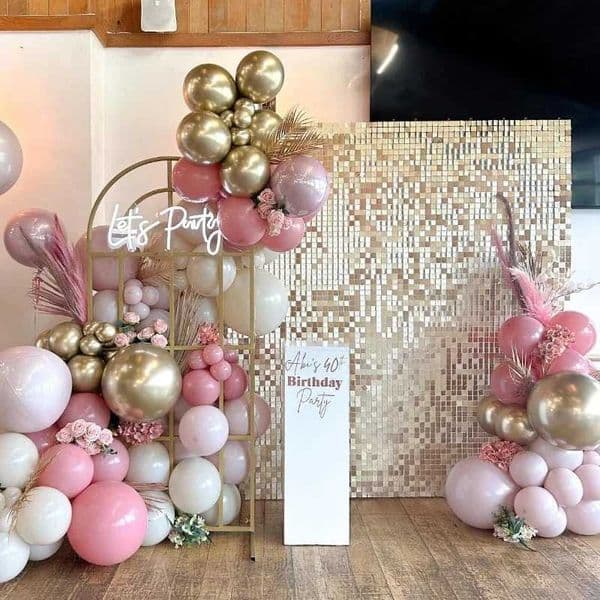 Shimmer Wall Backdrop Champagne Gold Square Sequin Wall Panel Backdrop Decor for Wedding Anniversary Birthday Party 24 Pcs X251218