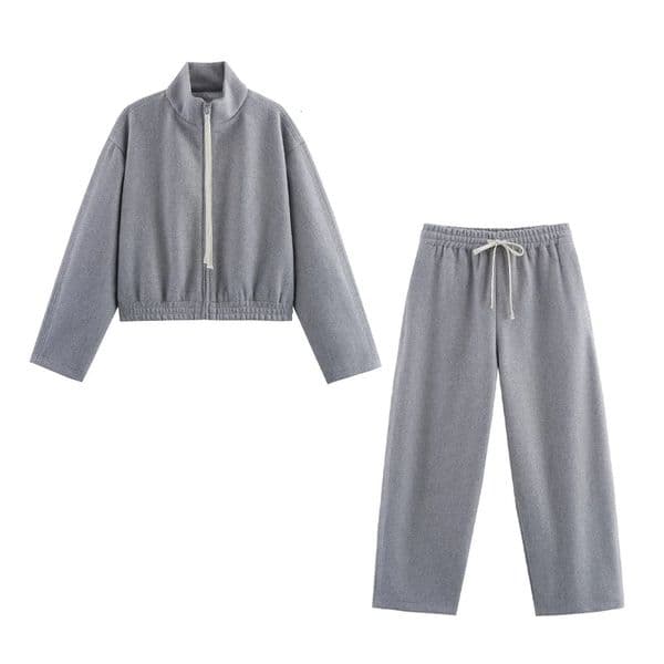 womens stand up collar jacket with lace up bucket pants set for spring and summer casual womens clothing 251211