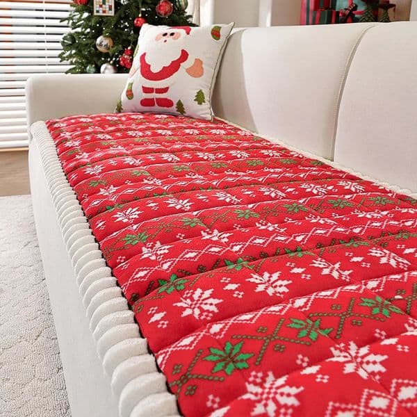Christmas Wind Sofa Mat Cover Winter Warm Non-slip Bay Window Cushion Covers Thicken Plush Tatami Mat for Living Room Home Decor 251213
