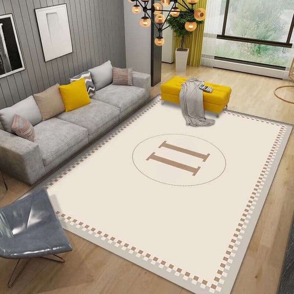 Light Luxury High-End Living Room Carpet Trendy Brand Sofa Coffee Table Rug Large Size Full Coverage Dirt-Resistant Mat Crystal Velvet Cushion Bedroom B2 — image 1