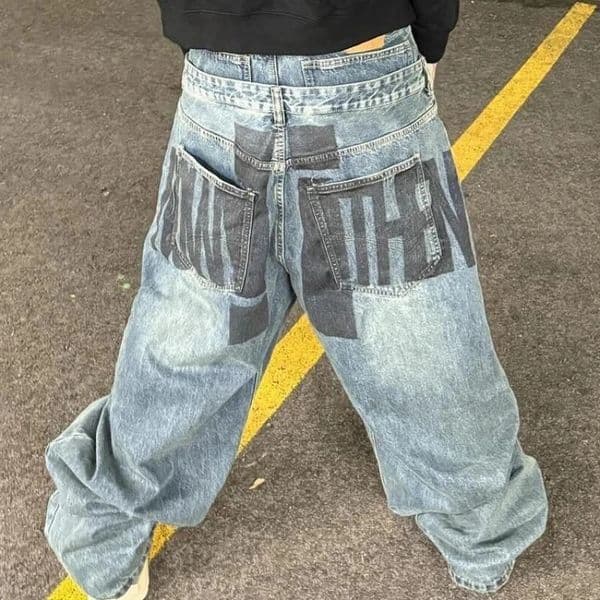 American double waist n women jeans Y2k retro high street lazy style floor wide-leg pants for men and women 251215