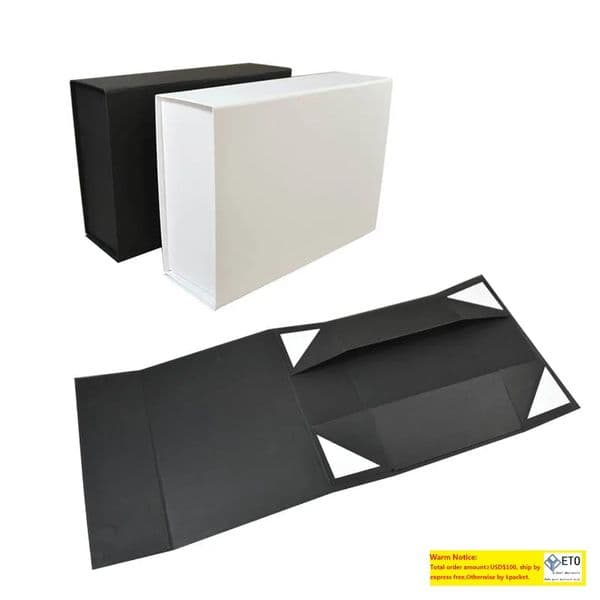 Foldable Black White Hard Gift Box With Magnetic Closure Lid Favor Boxes Children's Shoes Storage Box 22x16x10cm LL