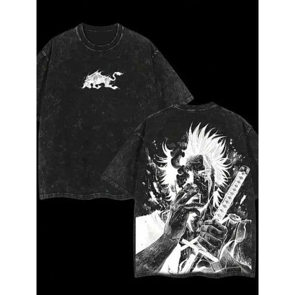 Yami Sukehiro Graphic Tshirt Black Clover Manga Cotton hot product T-shirt For Men Short Sleeve Clothing Washed Retro Fashion X251218