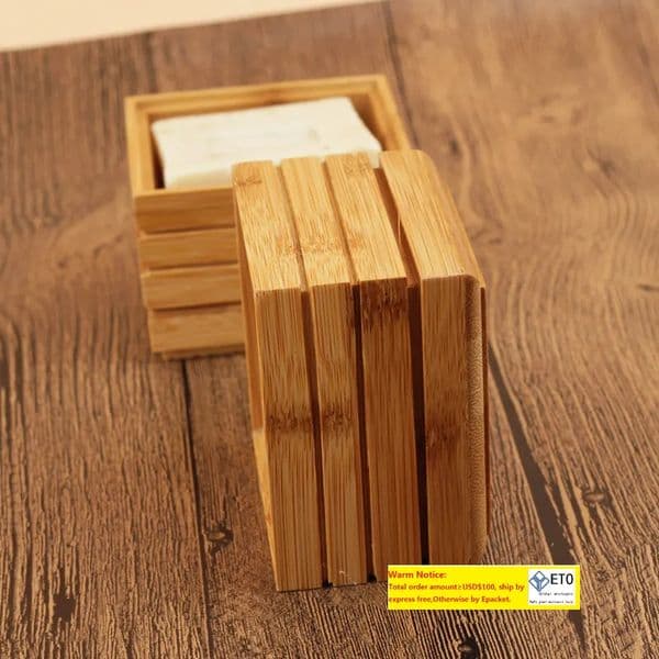 Natural Bamboo Soap Dish Soap Tray Holder Storage Soap Rack Plate Box Container For Bath Shower Plate Bathroom LL