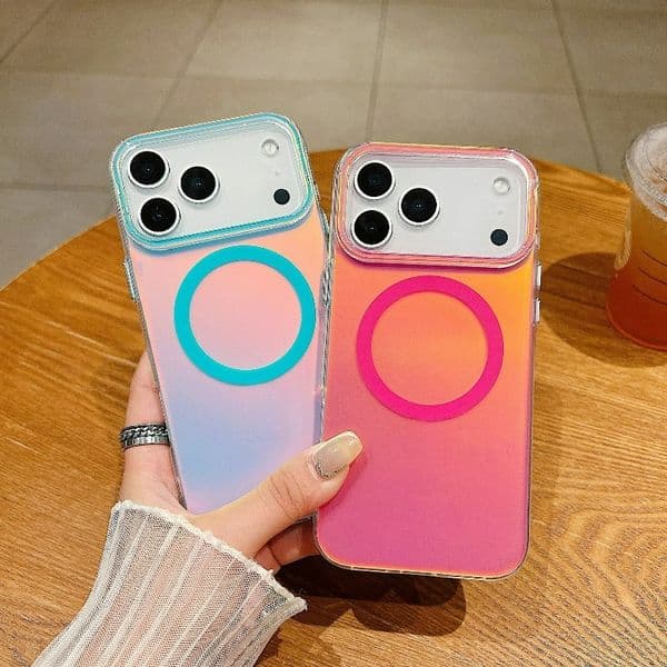 For Iphone 17 Pro Max Holographic Hard Case - Durable Protection Against Scratches Magnetic Charging Supports