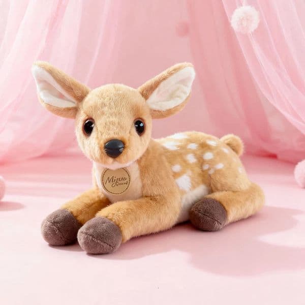 25CM Lying Fawn Plush Toys Soft Stuffed Cartoon Animal Doll Cute Deer Doll For Home Decoration Gifts 251218