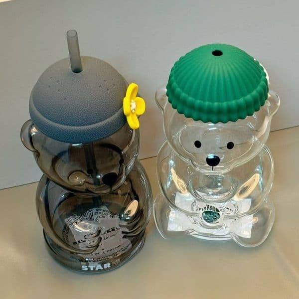 Limited Edition Eco-Friendly 20oz Clear Bear-Shaped Drinking Vessel w/ Sipper Cap Perfect Xmas Present Choice
