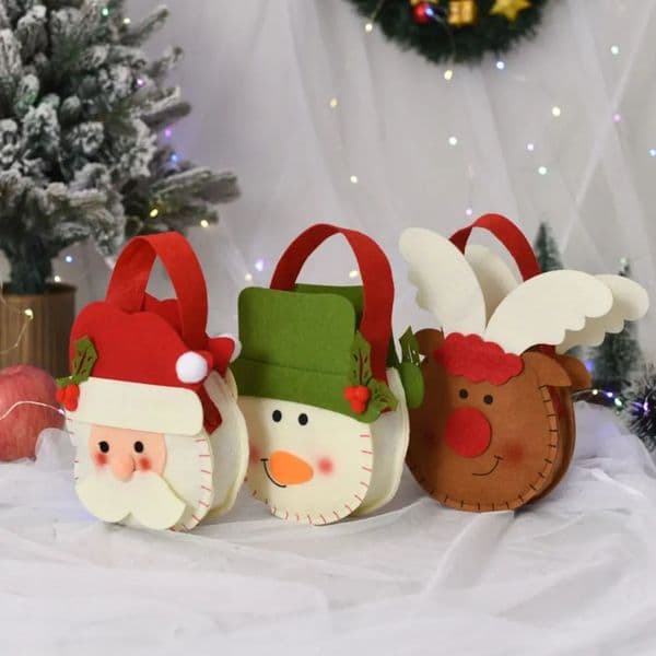 Christmas Gifts Bag Children Portable Elk Snowman Santa Claus Wool Felt Bag Exquisite Printed Christmas Candy Bag Handbag 251213BJ