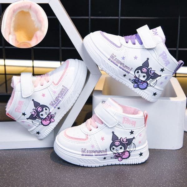 Casual children's autumn and winter new high top cartoon leather soft soled casual shoes, trendy sports shoes Y260202
