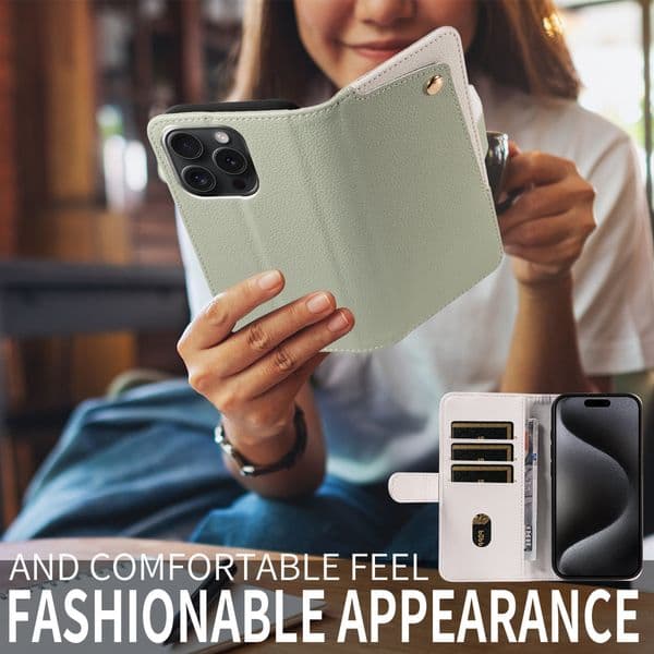 Dual-Tone Leather Wallet Phone Case - Flip Cover with Card Slots for All Smartphone Models