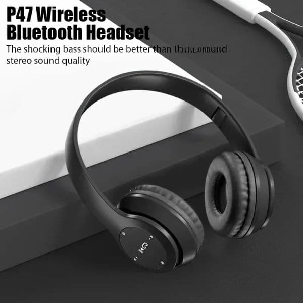 P47 Wireless Bluetooth Headphone Headset With Mic Noise Cancelling Headsets Stereo Sound Earphones Sports Gaming Headphones Supports PC
