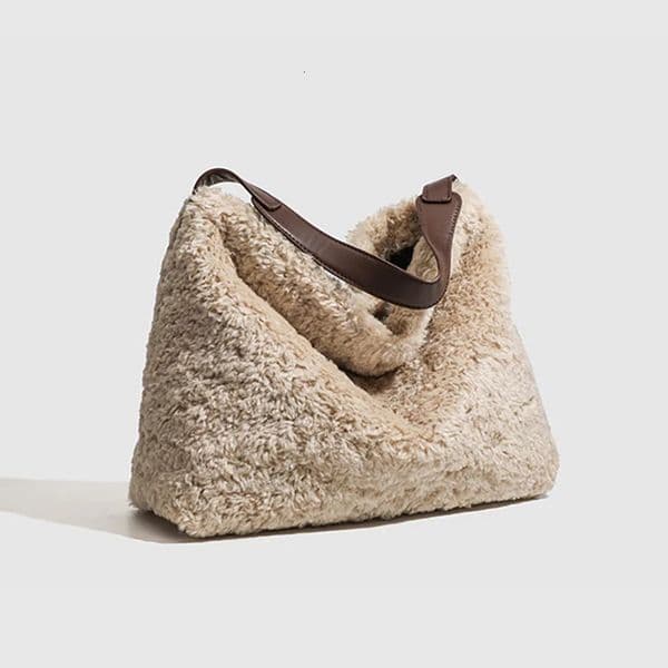 Fashion Autumn Winter Bags Womens Soft Plush Shoulder Bag Faux Lamb Wool Handbag Large Commute Work Female Tote 251217