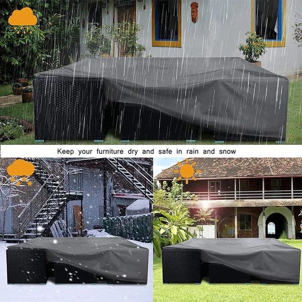 Heavy Duty Waterproof Patio Furniture Cover Rectangular Garden Rain And Snowproof Outdoor Sofa Table And Chair Windproof Cover 251215BJ