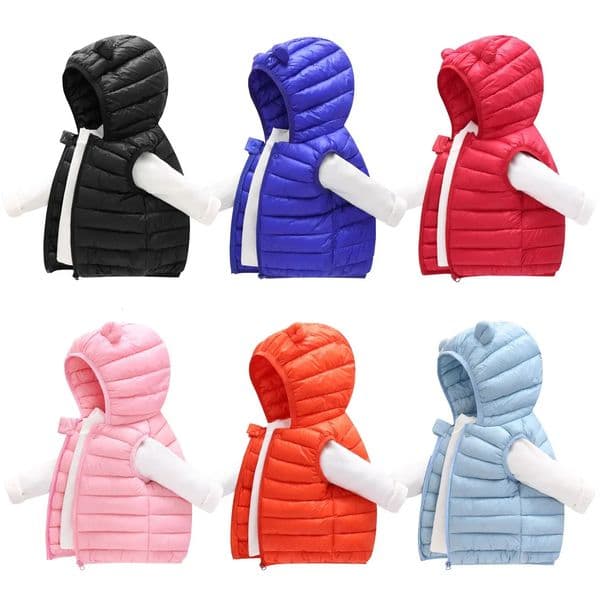 Baby Boys Girl Warm Down Vest Toddler Cotton Waistcoat Children Autumn and Winter Clothes Kids Hooded Jackets 1-6 Years Old 251211BJ