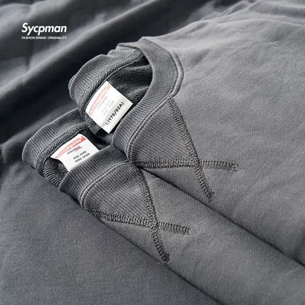 380g Tight Match Heavy Inverted Triangle Loose Versatile Solid Cotton Vintage Autum Winter Long Sleeve Round Neck Sweater 251211