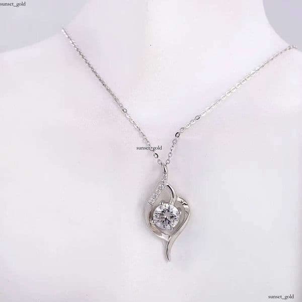 1.0ct 6.5mm D Color Infinity Pendant Sterling Sier Round Cut Silicone Stone Women Necklace
