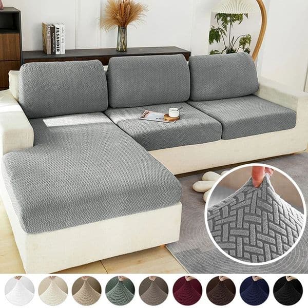 Elastic Sofa Cover for Living Room Jacquard Solid Sofa Seat Cover Grey Washable Seat Cushion Cover Furniture Protector Sectional 251215BJ