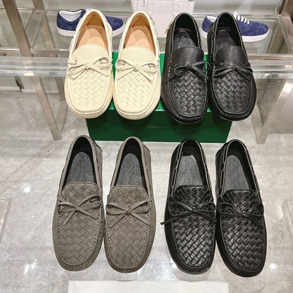 Luxury designer new mens Bowtie intrecciato leather loafers Unisex slip on flat shoes Simple business shoes Soft comfortable driving essential