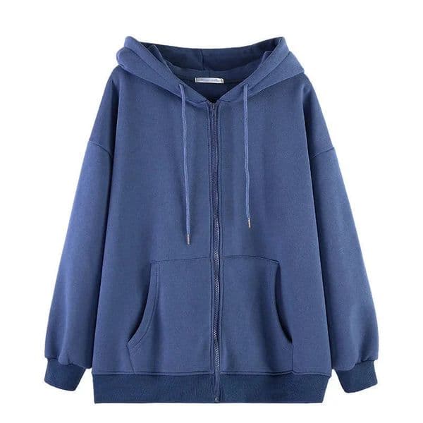 Loose Women Hoodies Casual Solid Zip Up Hooded Sweatshirt Harajuku Korean Couple Hoodie Jacket Coat Streetwear 251218