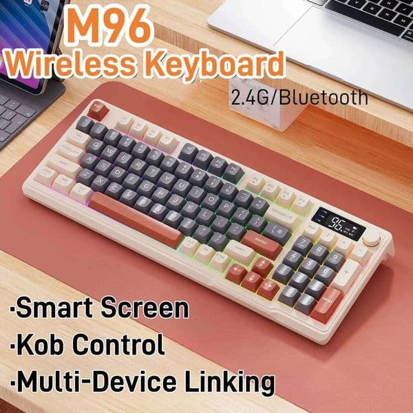 Freewolf M96 Wireless With Screen,Gaming Keyboard Bluetooth Dual-Mode Connection,Multi-Device Linking,Ergonomic